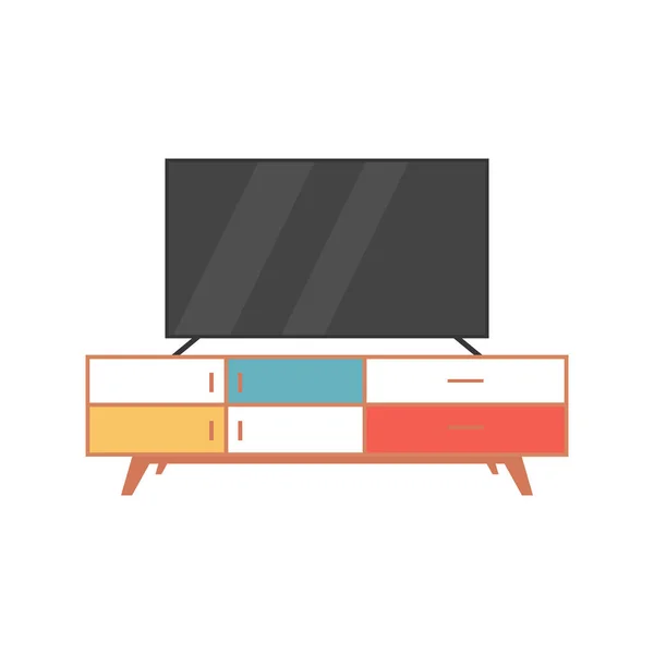 Mesa aislada y tv — Vector de stock