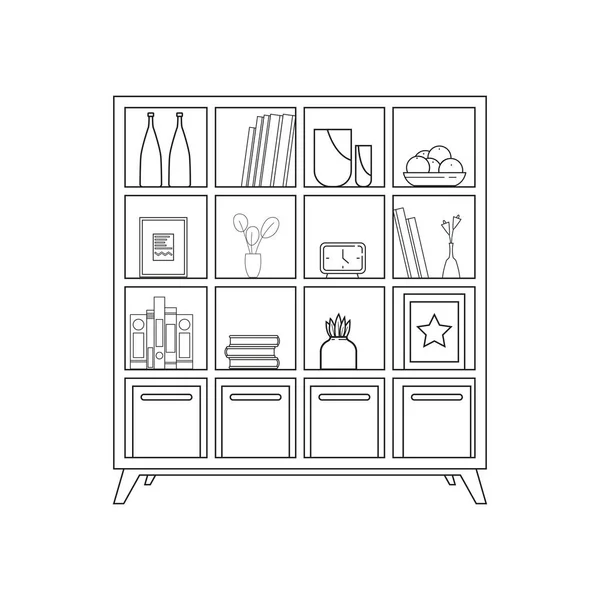 Elszigetelt könyvtári könyvek rajzolása — Stock Vector