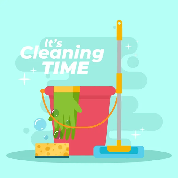 Bucket tiempo de celaning — Vector de stock