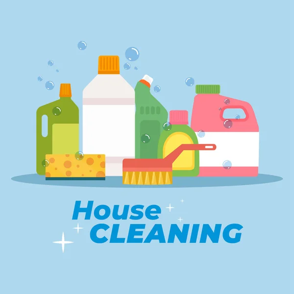 Bottles house cleaning — Stock Vector
