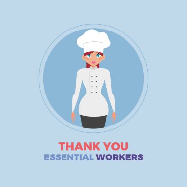 Aşçı kadın gerekli işçilere teşekkür ediyor.