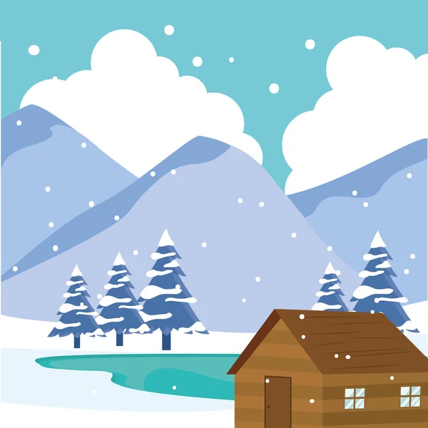 Fondo paisaje invierno — Vector de stock