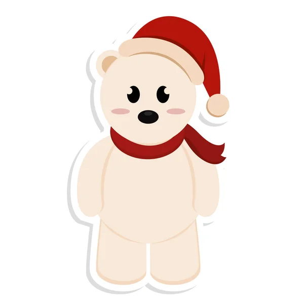 Oso polar de Navidad aislado — Vector de stock