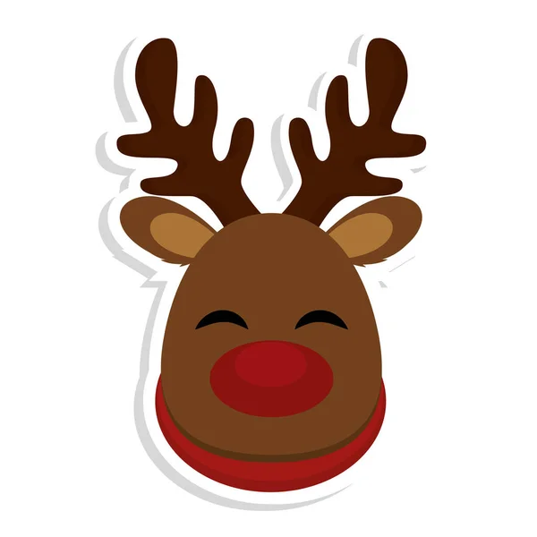 Isolé heureux rennes de Noël — Image vectorielle