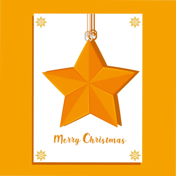 Goldener Stern auf einer Weihnachtskarte — Stockvektor
