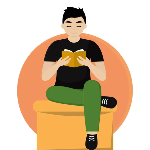Homme lisant un livre — Image vectorielle