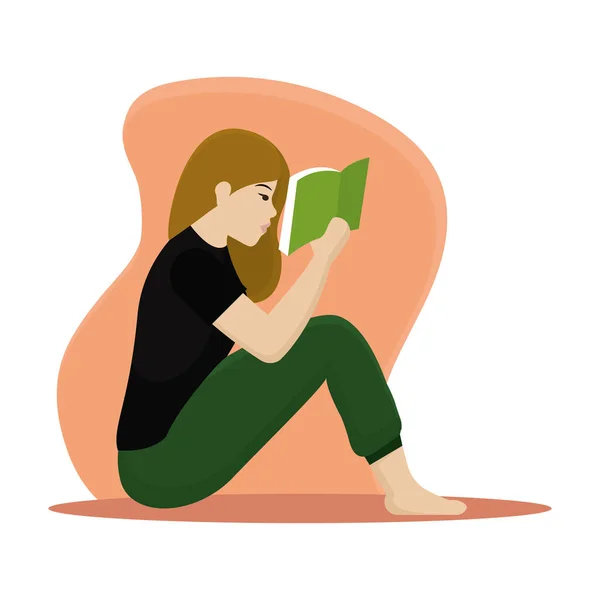 Женщина, читающая книгу — стоковый вектор
