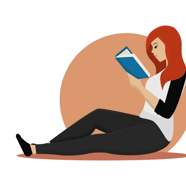 Femme lisant un livre — Image vectorielle