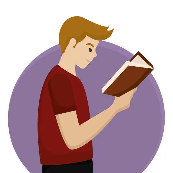 Homme lisant un livre — Image vectorielle