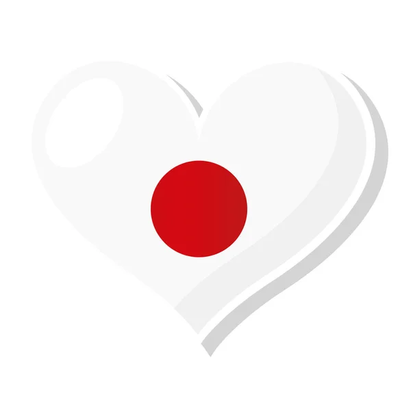 ハート型の日本の旗 — ストックベクタ