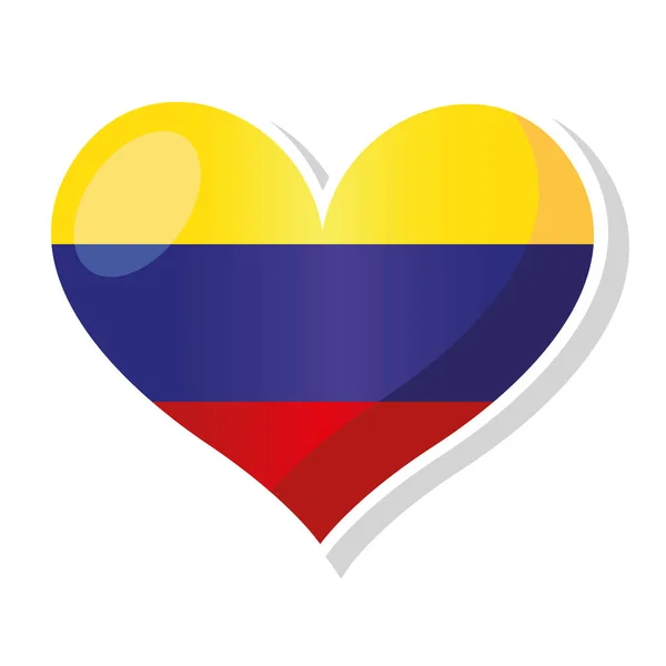 Flag of Colombia in heart shaped — Stock Vector