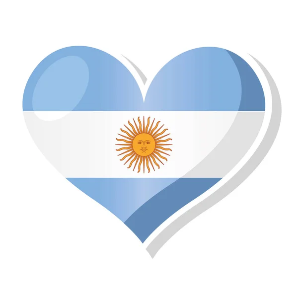 Flag of Argentina in heart shaped — Stock Vector