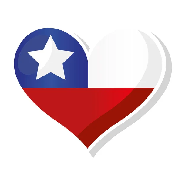 Bandera de Chile en forma de corazón — Archivo Imágenes Vectoriales