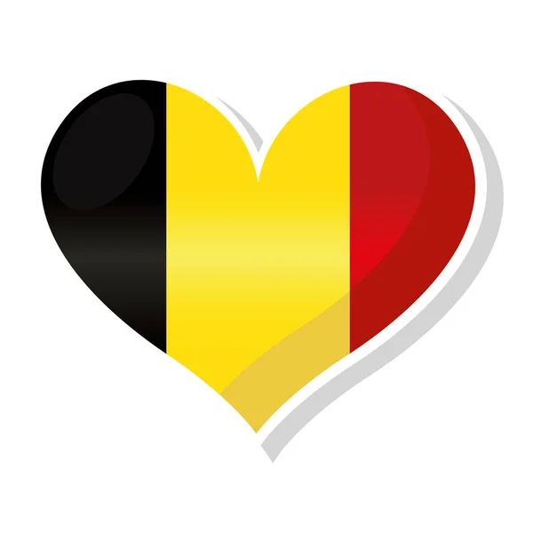 Bandera de Bélgica en forma de corazón — Vector de stock