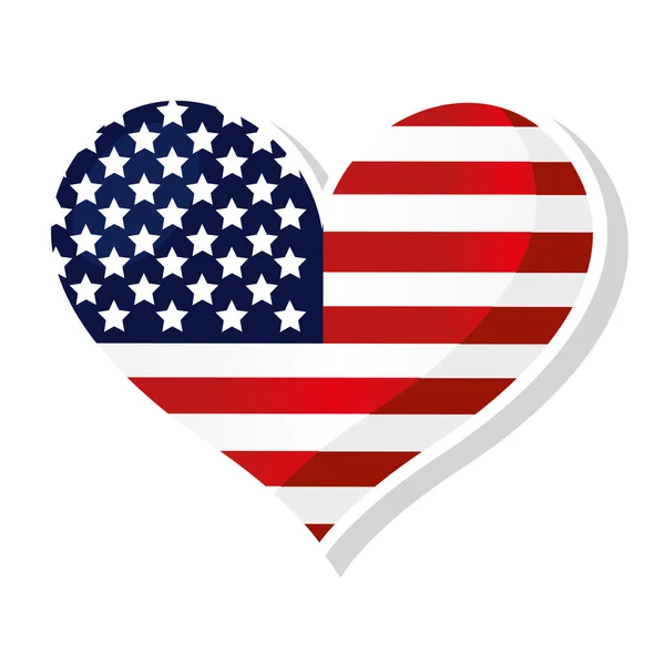 Flagge der Vereinigten Staaten in Herzform — Stockvektor