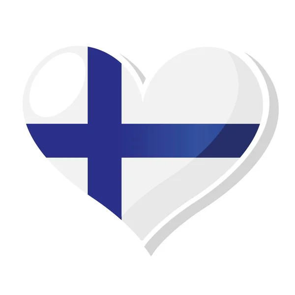 ハート型のフィンランド国旗 — ストックベクタ