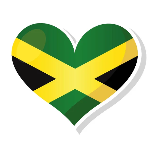 Bandeira da Jamaica em forma de coração —  Vetores de Stock
