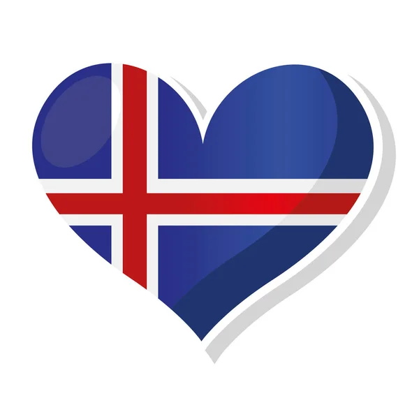 Flag of Iceland in heart shaped — Stock Vector