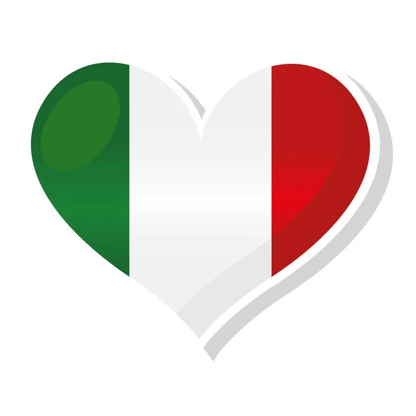 Flag of Italy in heart shaped — Stock Vector