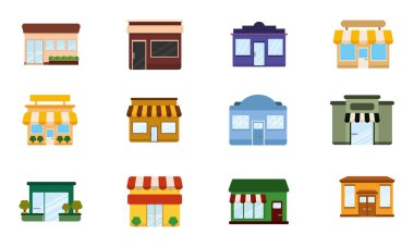 Bir dizi dükkan ikonu