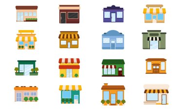 Bir dizi dükkan ikonu