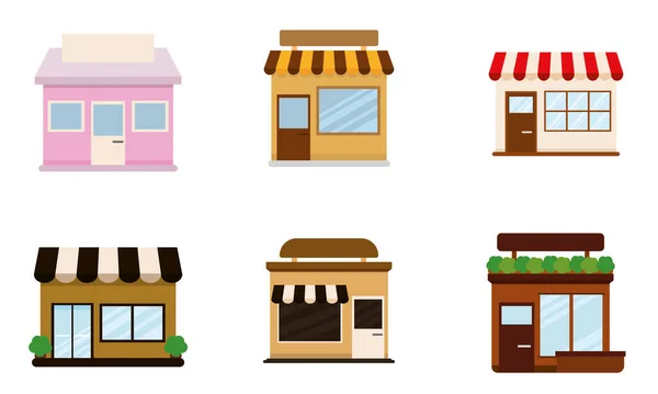 Set of shop buildings icons — Stock Vector