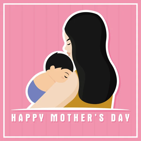 Mother carrying her son Mother day poster — Stock Vector