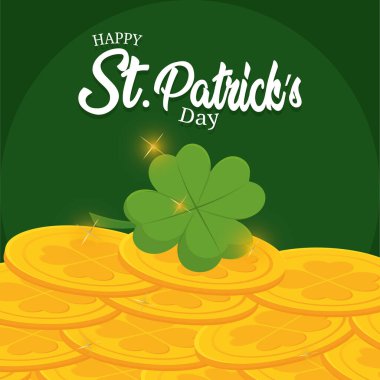 Altın sikkeler ve şanslı yoncalar.