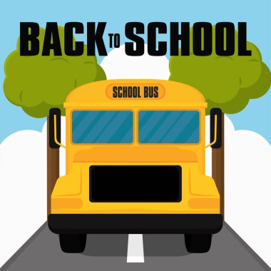 İzole okul otobüsü okula geri dönüyor.