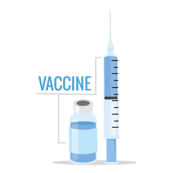 Vial y jeringa Afiche de vacunación — Vector de stock