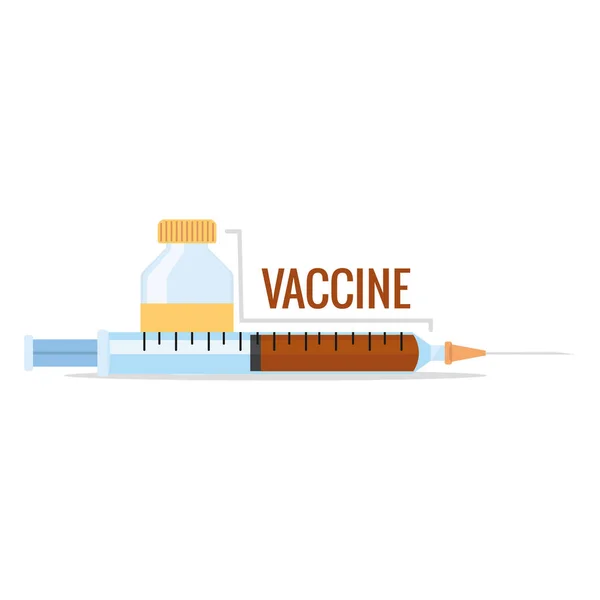 Vial y jeringa Afiche de vacunación — Vector de stock