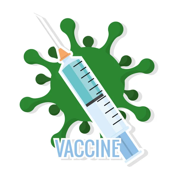 Covid-19 vakcína v injekční stříkačce — Stockový vektor