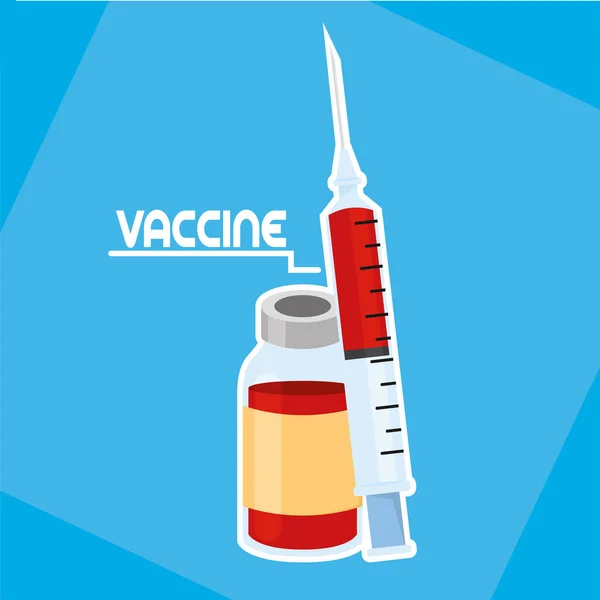 Vial y jeringa Afiche de vacunación — Vector de stock