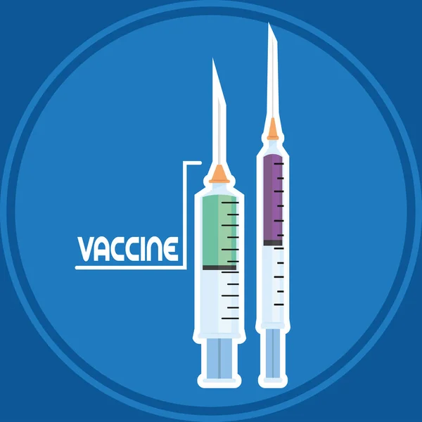 Vacina Covid-19 numa seringa —  Vetores de Stock