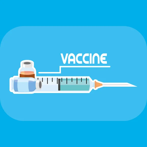 Vial y jeringa Afiche de vacunación — Vector de stock