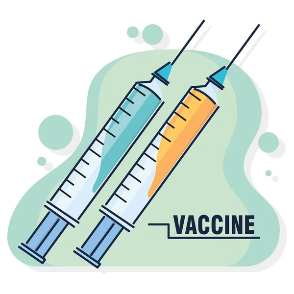 Vacuna Covid-19 en jeringa — Vector de stock