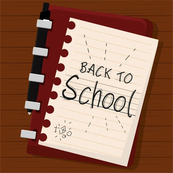 Back to school poster with a notebook — Stock Vector