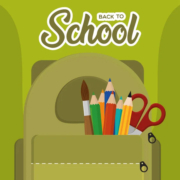 Artykuły szkolne w torbie studenckiej — Wektor stockowy