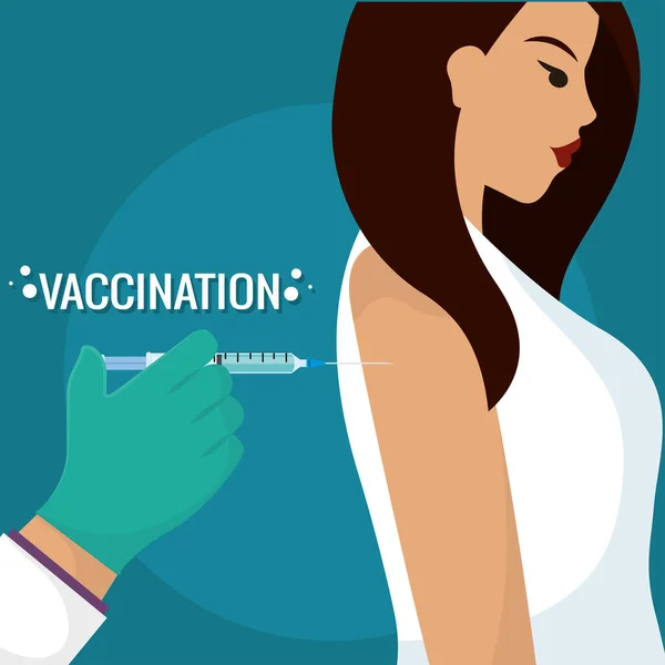 Femme vaccinée Temps avant la vaccination — Image vectorielle