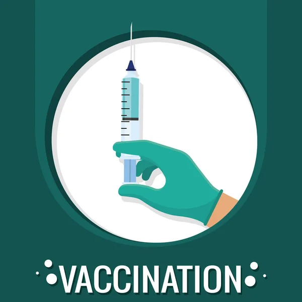 Mano isolata con siringa Poster di vaccinazione Illustrazione Stock