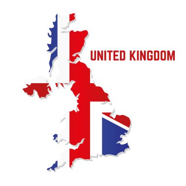 Birleşik Krallık bayrağıyla izole edilmiş harita
