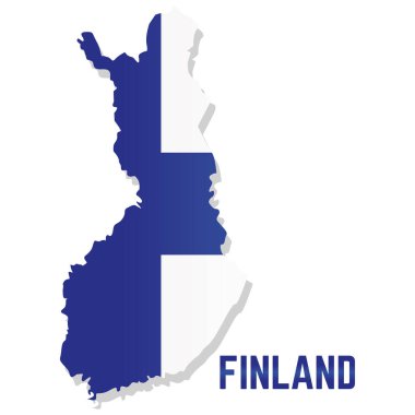 Finlandiya bayrağıyla izole edilmiş harita