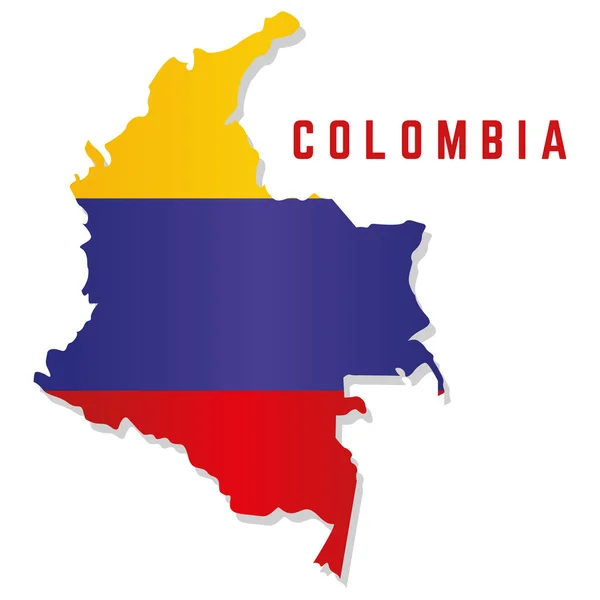 Isolated map with flag of Colombia — Stock Vector