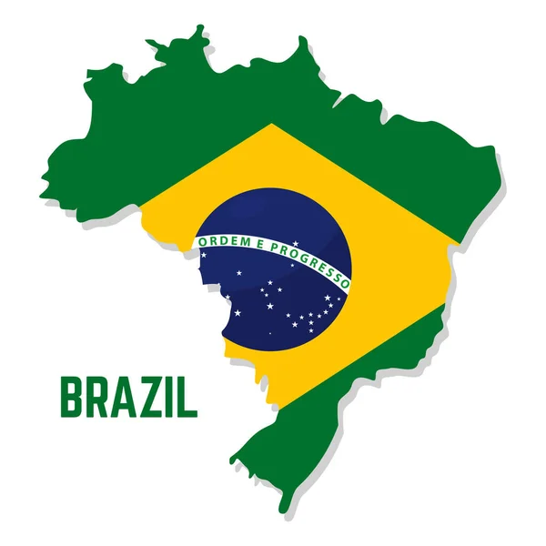 ブラジルの国旗が描かれた孤立した地図 — ストックベクタ