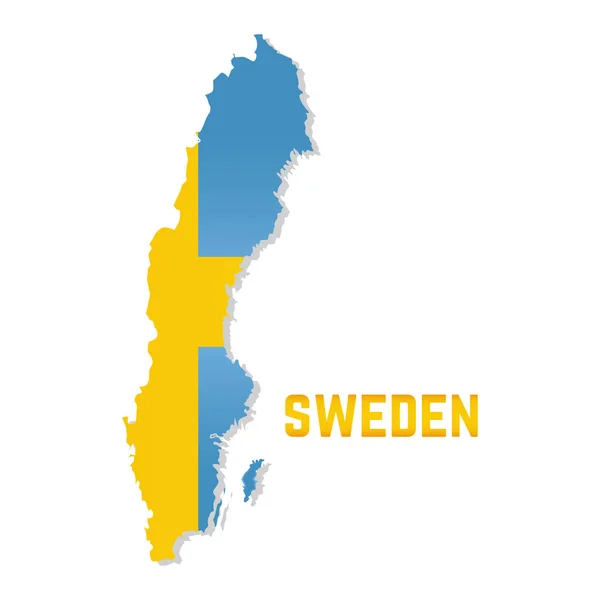 スウェーデンの国旗が描かれた孤立した地図 — ストックベクタ