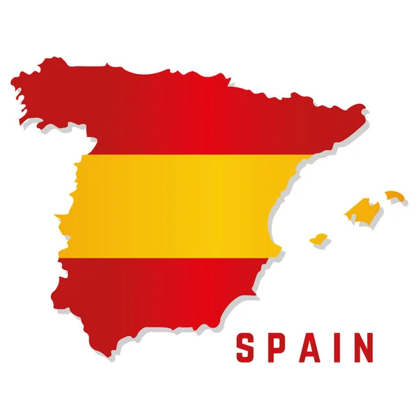 İspanya bayrağıyla izole edilmiş harita — Stok Vektör