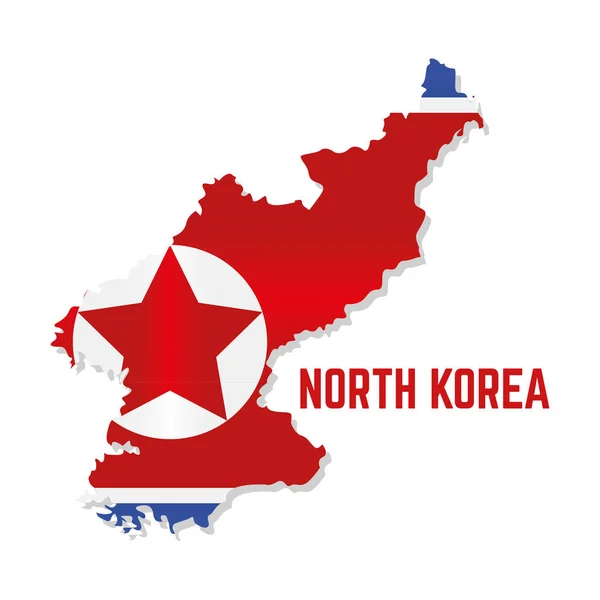 Isolated map with flag of North Korea — Stock Vector