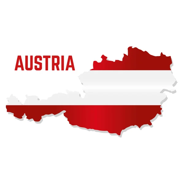 Isolierte Landkarte mit Flagge von Österreich — Stockvektor