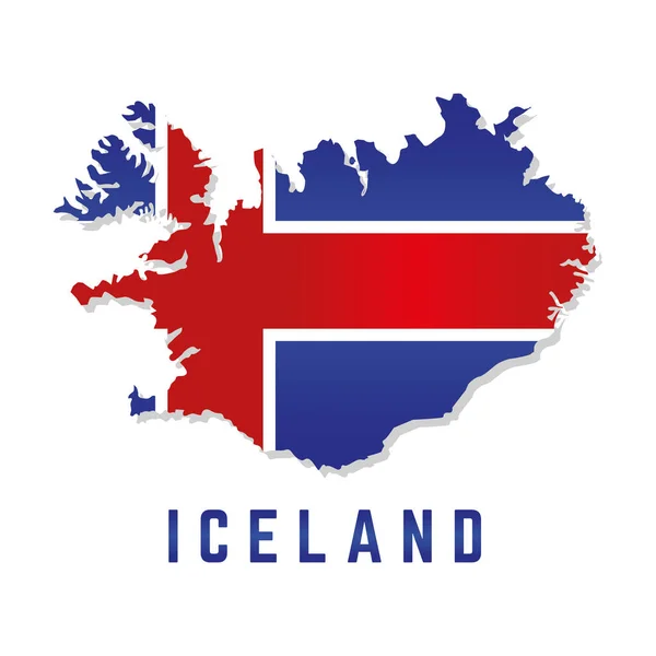Geïsoleerde kaart met vlag van IJsland — Stockvector