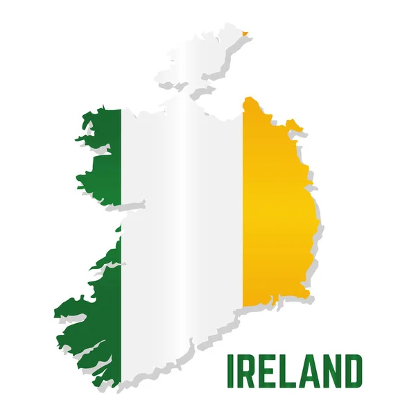 Isolated map with flag of Ireland — Stock Vector